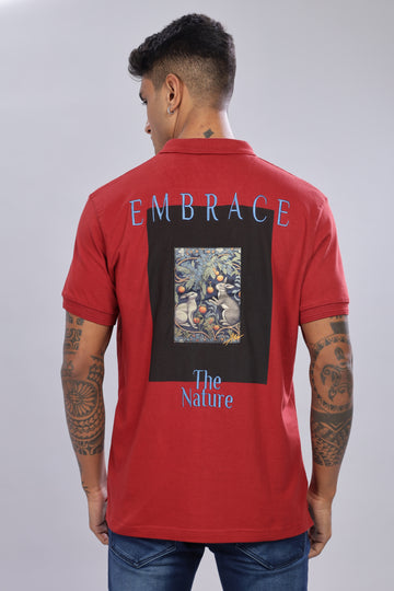 Embrace The Nature Executive Fit Rust color Polo T-Shirt