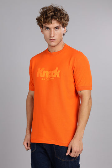 Knock, Knock! | Solid Round Neck Regular fit T-Shirt – Orange