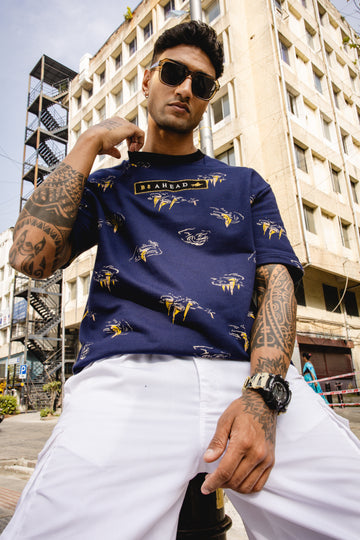 Be Ahead Sail Boats Oversized Black T-Shirt ( Limited Edt )
